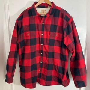 Red Head Sherpa Lined Red Buffalo Plaid Flannel Lumberjack Jacket Men's 2XL